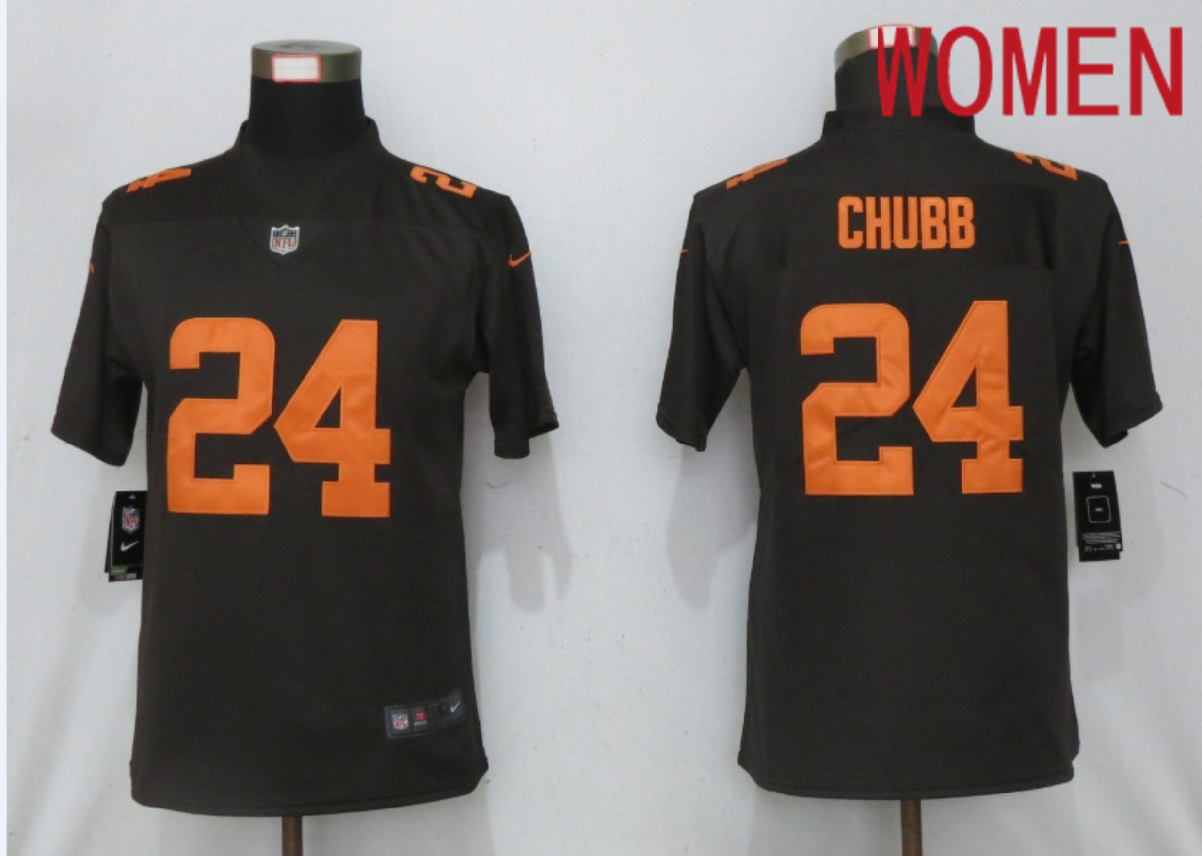 Women Cleveland Browns #24 Chubb Brown lternate Vapor Elite Playe Nike NFL Jersey->new england patriots->NFL Jersey